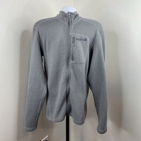 Marmot Full Zip Gray Fleece Jacket Men’s Sz Medium Coat Cozy Warm - Picture 1 of 7